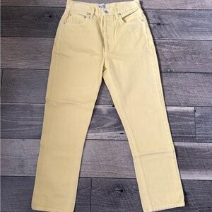 Agolde High-Rise Straight Leg Jeans in Pale Yellow